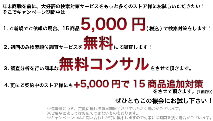 検索対策5,000円キャンペーン詳細